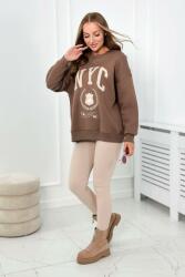FiatalDivat Pamut szett hőszigetelt pulóverből és leggingsből, modell 9594 barna (HK26536)