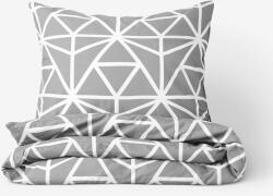 Goldea lenjerie de pat 100% bumbac - forme geometrice albe pe gri 140 x 220 și 50 x 70 cm