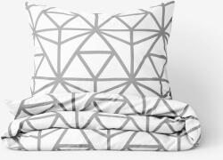 Goldea lenjerie de pat 100% bumbac - forme geometrice gri pe alb 140 x 200 și 50 x 70 cm