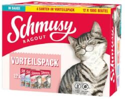 Schmusy RAGOUT Adult in Sauce Multibox 12x100g Csirke, marhahús, lazac, kacsa szószos tasakok