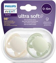 Philips Set 2 suzete Philips-Avent SCF091/05, ultra soft 0-6 luni, Ortodontice, fara BPA, Verde/Bej (SCF091/05)