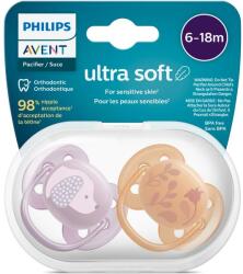 Philips Set 2 suzete Philips-Avent SCF091/18, ultra soft 6-18 luni, Ortodontice, fara BPA, Flori/Catelus (SCF091/18)
