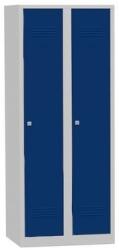  Dulap sudat pentru vestiar Edward inaltime mica, 2 compartimente, incuietoare cilindrica, gri/albastru M116917