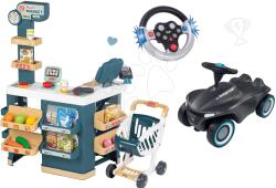 Smoby Set magazin electronic cu cântar și scaner Super Market cu babytaxiu Neo Anthrazit Smoby și volan interactiv cu sunete și lumini (SM350239-25)