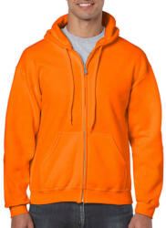 Gildan Férfi Pulóver Kapucnis Hosszú ujjú Gildan Heavy Blend Adult Full Zip Hooded Sweat - 2XL, Safety narancssárga