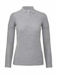 B and C Női hosszú ujjú galléros póló B and C ID. 001 LSL /women Polo S, Heather szürke