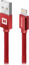 SWISSTEN 71527601 USB-A apa - Lightning apa 2.0 Adat és töltő kábel - Piros (3m) (71527601)