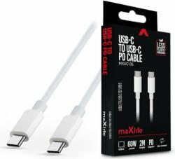 MaxLife TF-0180 USB-C apa - USB-C apa 2.0 Adat és töltőkábel - Fehér (2m) (TF-0180)