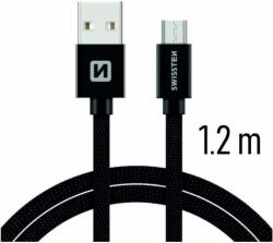 SWISSTEN 71522201 USB-A apa - MicroUSB-B apa 2.0 Adat és töltő kábel - Fekete (1.2m) (71522201)