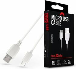 MaxLife TF-0177 USB-A apa - Micro USB apa 2.0 Adat és töltőkábel - Fehér (1m) (TF-0177)