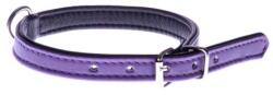 COBBY'S PET Valódi csiszolt bőr nyakörv, lila, fekete bőrrel bélelve 15mm/40cm