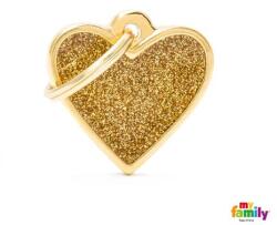  MF SMALL HEART GLITTER GOLD 2, 8x2, 5cm gravírozható biléta