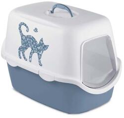 STEFANPLAST CATHY Griffe fedett macska WC vidám motívummal kék / fehér 56x40x40cm - cobbyspet