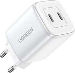 UGREEN Nexode hálózati töltő, 2x USB-C, PD3.0, QC4.0, GaN, 45W (fehér) (15327) - mione