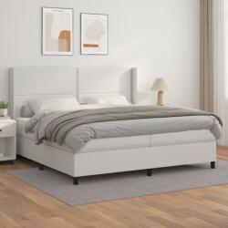 vidaXL fehér műbőr rugós ágy matraccal 200 x 200 cm (3132460)
