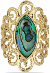 Arannyal Bevont Ezüst Gyűrű Paua Kagylóval, Méret: 59-58 (Y50744/59)