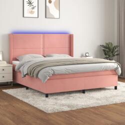vidaXL rózsaszín bársony rugós és LED-es ágy matraccal 180x200 cm (3139522) - vidaxl