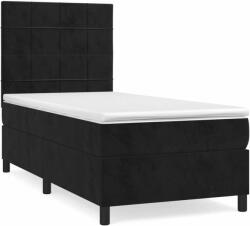 vidaXL Fekete bársony rugós ágy matraccal 100 x 200 cm (3143009) - pepita