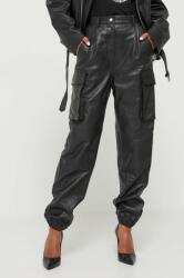 Moschino Jeans pantaloni de piele femei, culoarea negru, fason cargo, high waist 9BYX-SPD0KH_99X