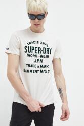 Superdry t-shirt bézs, férfi, nyomott mintás - bézs S - answear - 11 990 Ft