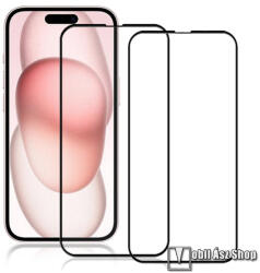 Amorus Apple iPhone 15 Plus, Amorus üvegfólia, 2db, 0, 3mm, 9H, Full Glue, Teljes kijelzőre, Fe