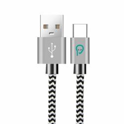 Spacer Cablu USB-A la USB type C 2.1A T-T 1m Alb/Negru, Spacer SPDC-TYPEC-BRD-ZBR-1.0 (SPDC-TYPEC-BRD-ZBR-1.0)