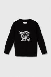Calvin Klein gyerek pamut pulóver fekete, könnyű - fekete 176 - answear - 25 990 Ft