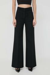 Victoria Beckham nadrág gyapjú keverékből fekete, magas derekú széles - fekete 34