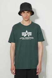 Alpha Industries pamut póló Basic T-Shirt zöld, nyomott mintás - kék L