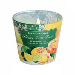Bartek Candles Illatgyertya pohárban 115g, Winter Tutti Frutti Homemade Jam Green & Yellow fruits (63159)