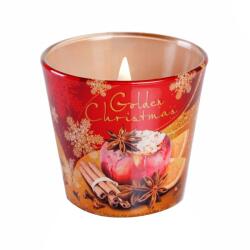 Bartek Candles Illatgyertya pohárban 115g, Golden Christmas Cinnamon Apple (57929)