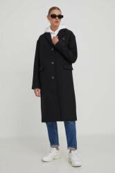 Tommy Hilfiger kabát gyapjú keverékből fekete, átmeneti - fekete L