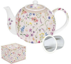  Porcelán teáskanna fémszűrővel, 1l, dobozban, Symphonie Florale
