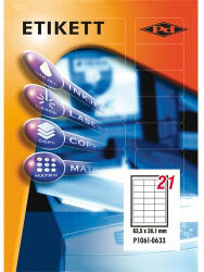 PD Office Etikett címke pd 63.5x38.1mm szegéllyel 100 ív 2100 db/doboz (K1410)