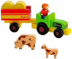 JEUJURA Figurine din lemn pentru truse de constructie Fermierul cu tractor 7 piese (DDJ8273)