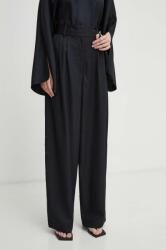 By Malene Birger nadrág női, fekete, magas derekú széles - fekete 34 - answear - 84 990 Ft