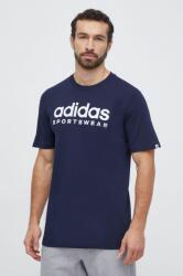 Adidas pamut póló sötétkék, férfi, nyomott mintás, IW8834 - sötétkék M