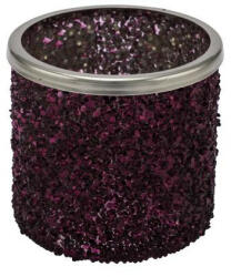 Gehlmann Üveg gyertyatartó, lila glitteres, 11x11x10cm