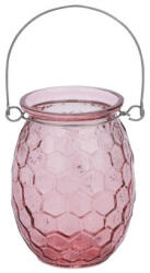 Gehlmann Pink üveg mécsestartó méhsejtes, felakasztható, 7, 5x7, 5x10cm