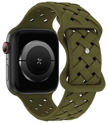 Beline óraszíj Apple Watch szilikon szőtt 42/44/45/49mm oliva box
