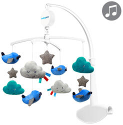 BabyOno zenélő-forgó utazóágyra és fa kiságyra felhők és repülők - zoldbaba