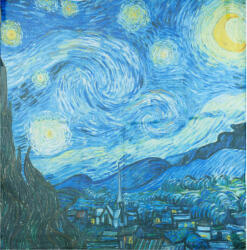Shopika Esarfa patrata cu reproducere dupa Noaptea Instelata a lui Van Gogh Albastru