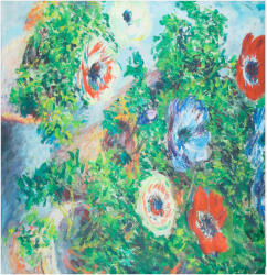 Shopika Esarfa patrata cu o singura fata imprimata dupa reproducerea unui tablou cu flori de camp Multicolor