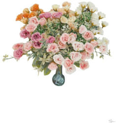 Bloomi Mini selyem rózsacsokor 5 színben (225651)