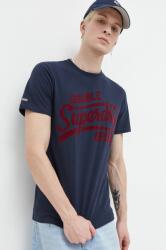 Superdry pamut póló sötétkék, férfi, nyomott mintás - sötétkék M - answear - 11 990 Ft