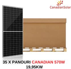 Canadian Solar Palet Panou solar Canadian 570W, 19.95 KW, 35 X Panou solar fotovoltaic monocristalin, CS6W-570T 570W, TOPHiKu6, Taxa verde inclusa (CANADIAN570W-PALET)