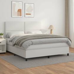 vidaXL fehér műbőr rugós ágy matraccal 160 x 200 cm (3142792) - pepita