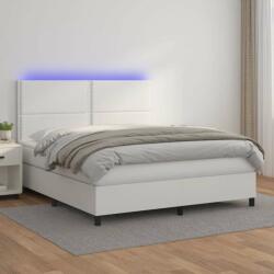 vidaXL fehér műbőr rugós ágy matraccal és LED-del 160x200 cm (3135892) - pepita