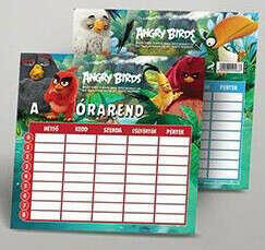  Angry Birds órarend 16x17 cm, közepes, kétoldalas, Movie (APS-500-9696) - pepita