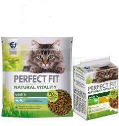 Perfect Fit Perfect Fit 15% reducere! 6 x 650 g Natural Vitality + 50 Hrană Umedă - Adult 1+ Somon și pește alb (6 g) Pui curcan (hrană umedă)